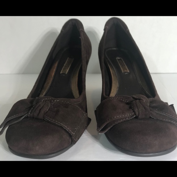 Women’s Ecco brown suede block heel pumps size 37 - Picture 1 of 8